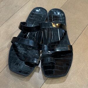 Dolce Vita Glossy Black Croc Sandals